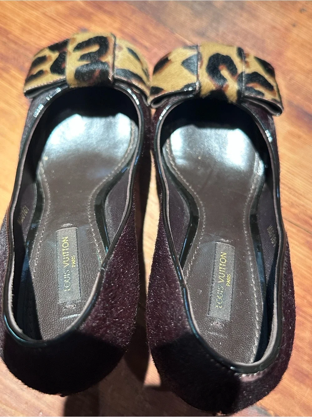 Louis Vuitton Brown Platform Peep-Toe Pumps with Leopard Bow